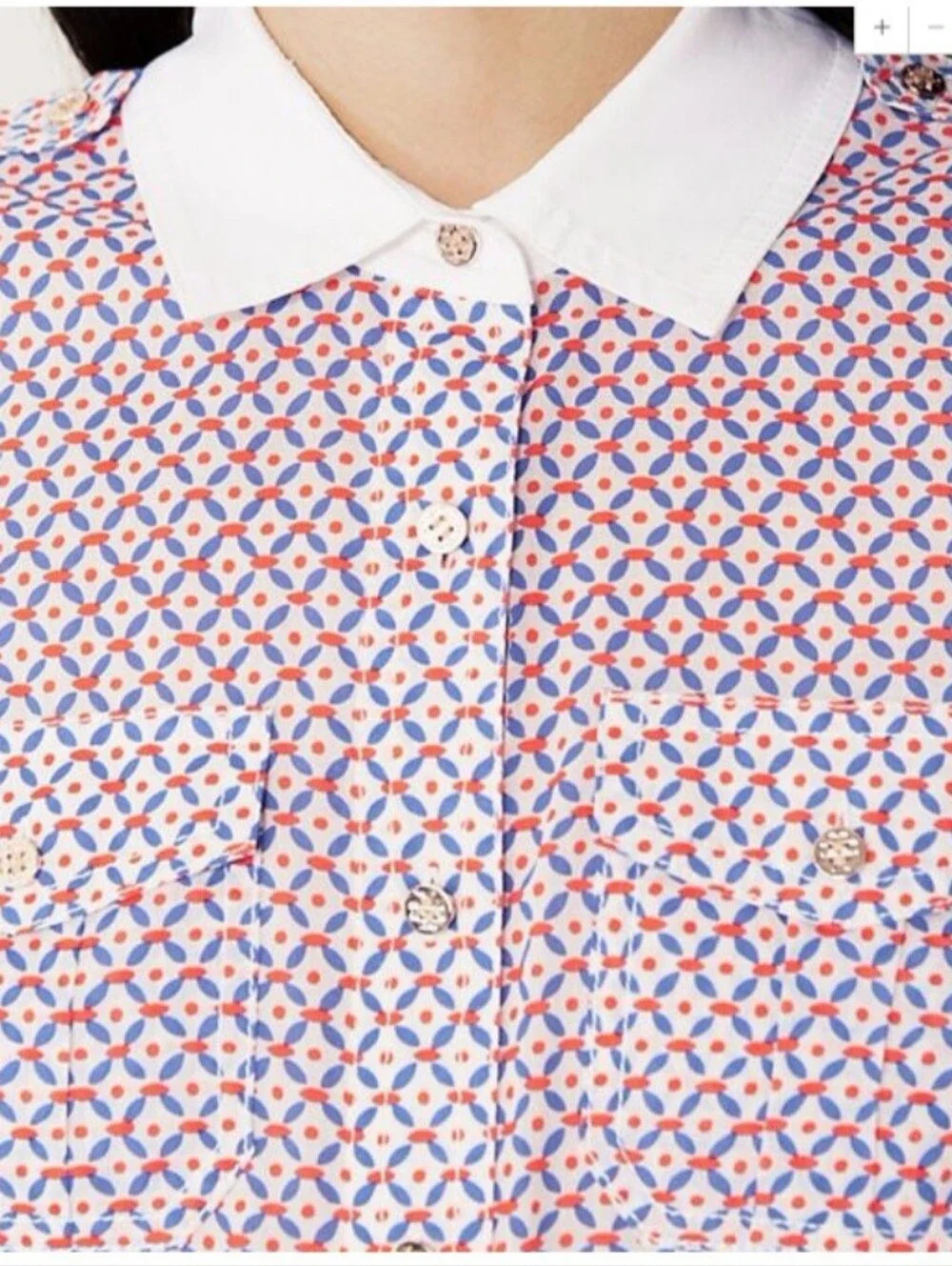 Tory Burch Brigitte Blouse With Geometric Print Size 10.